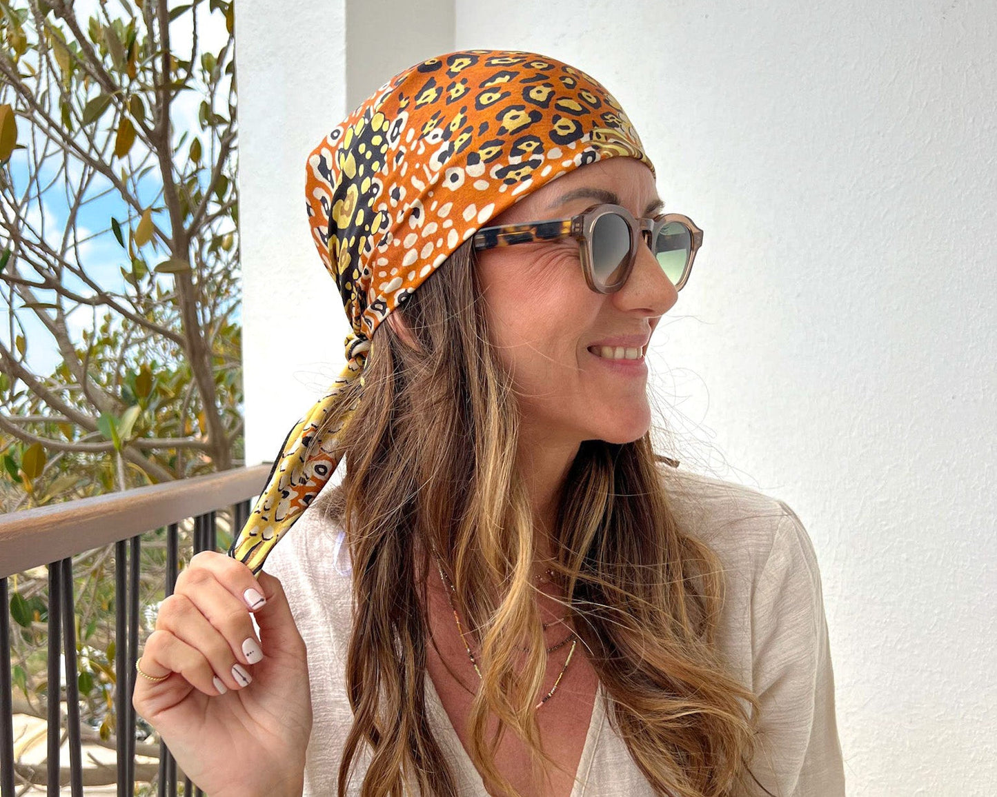 Foulard 100% seta -Leopardato giallo - Lumiere Bijoux