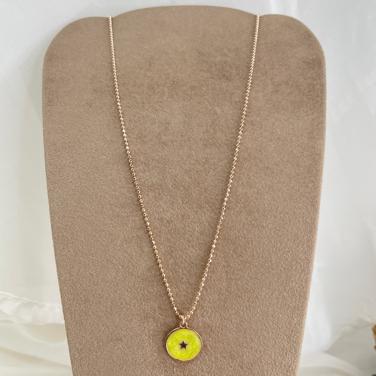 Collana militare diamantata con cialdina con stella pendente smaltata madreperla cm 50 - Lumiere Bijoux