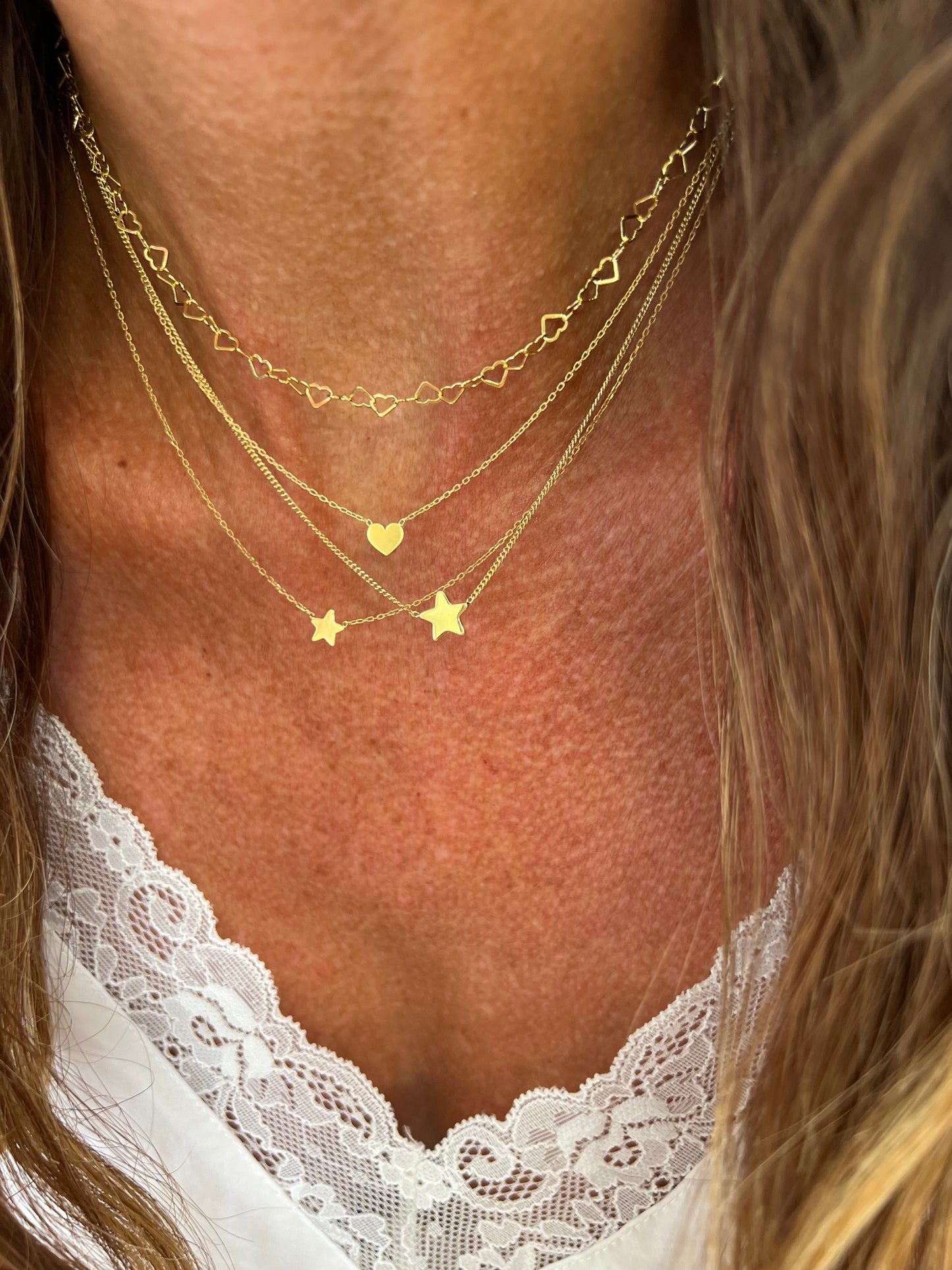 Collana cuori vuoti - cm 40 - Lumiere Bijoux