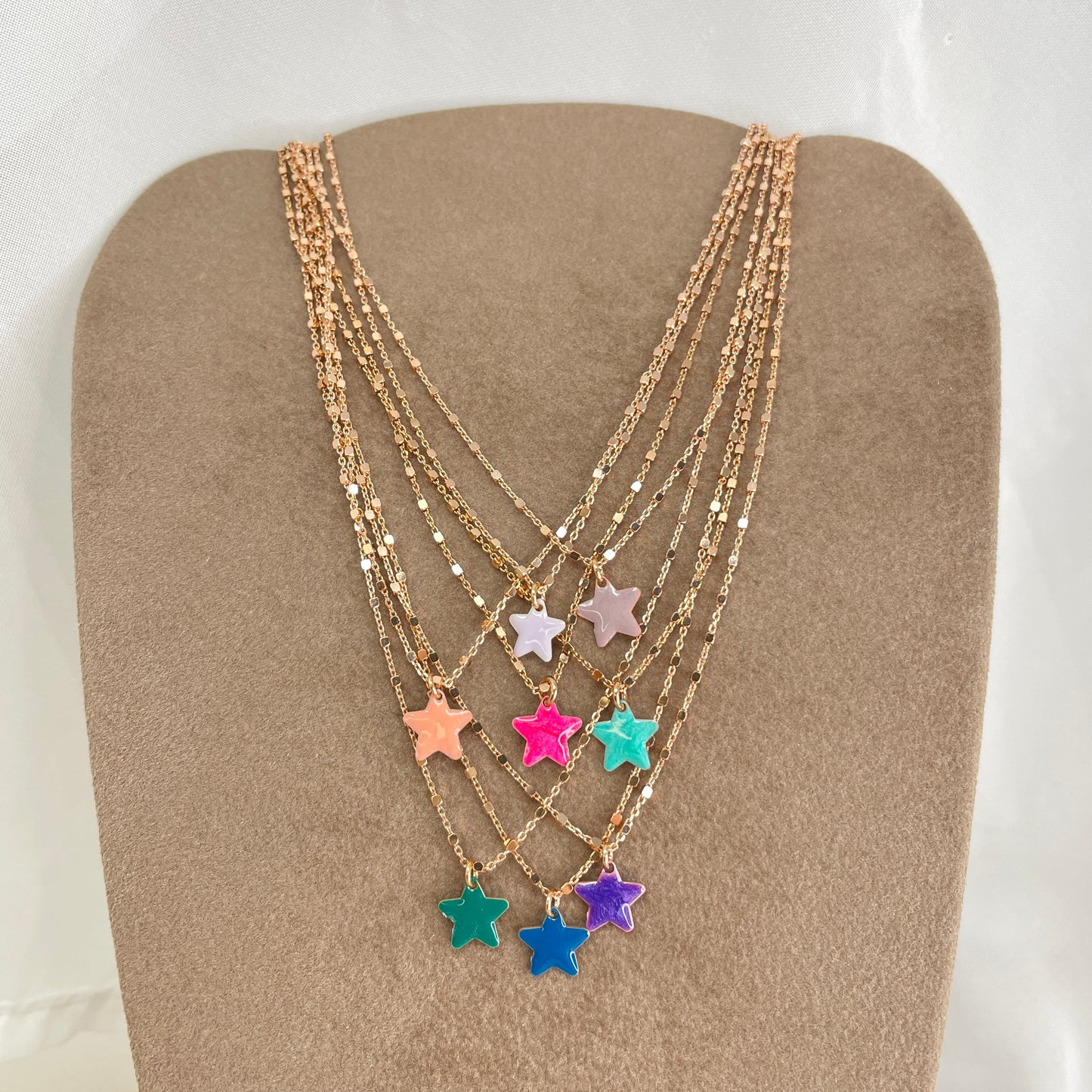 Collana choker dadini con stella da 0,8 mm smaltata cm 35 - Lumiere Bijoux