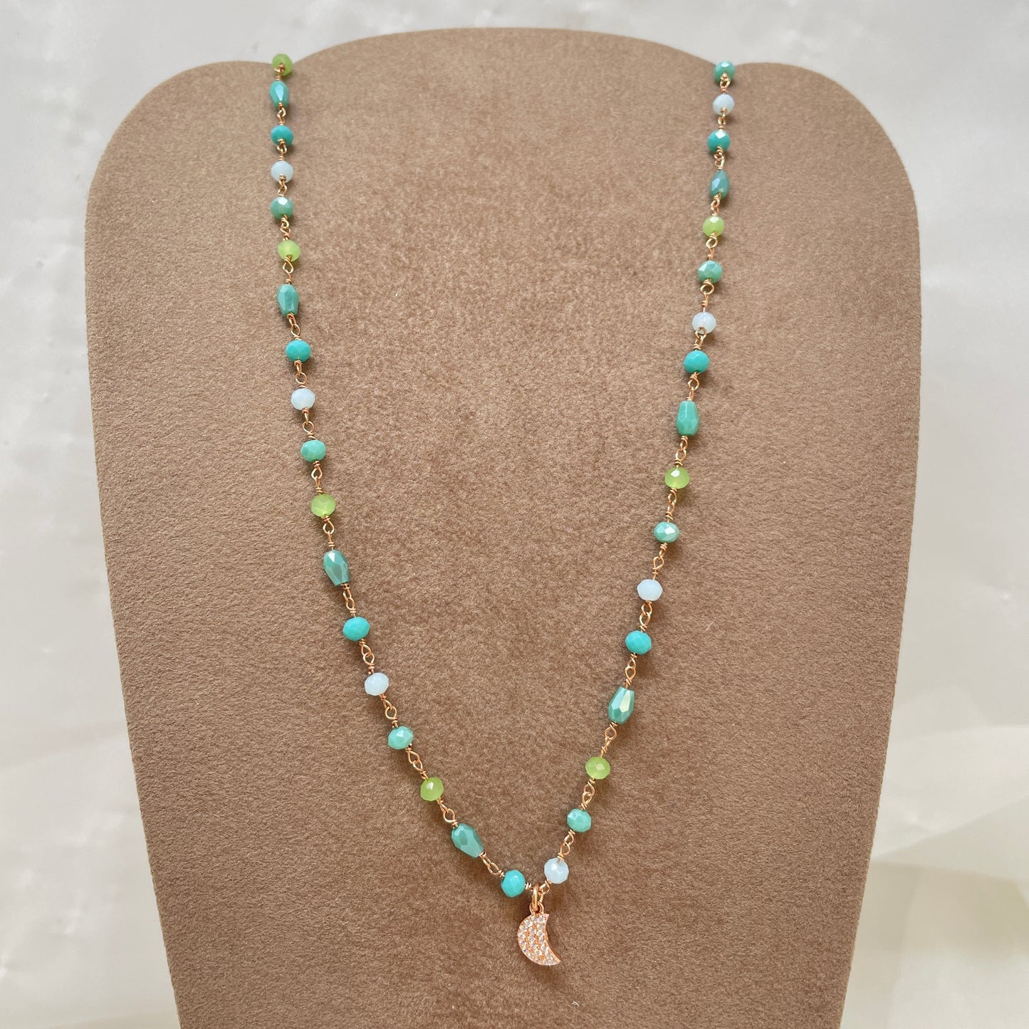 Collana cristalli con pendente di zirconi bianchi cm 40 - pezzi unici - Lumiere Bijoux