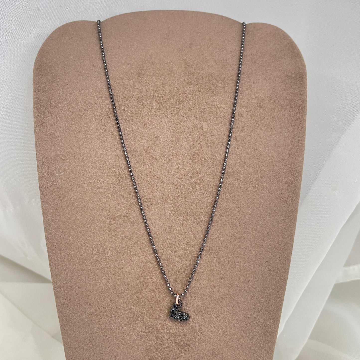 Collana cm 40 con cuore coccoloso dell'amore e zirconi da 1 cm - Lumiere Bijoux