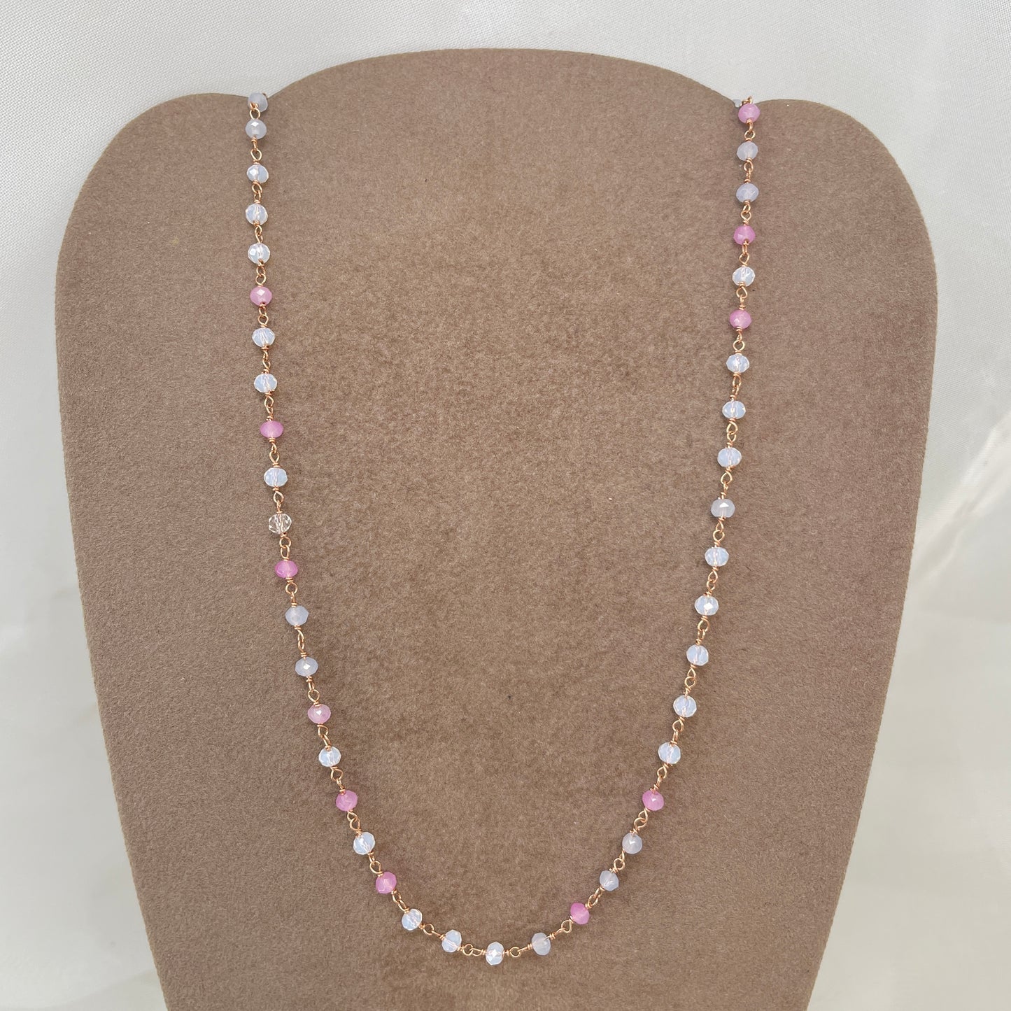 Collana cristalli sfumature bianche e rosa cm 40 - Lumiere Bijoux