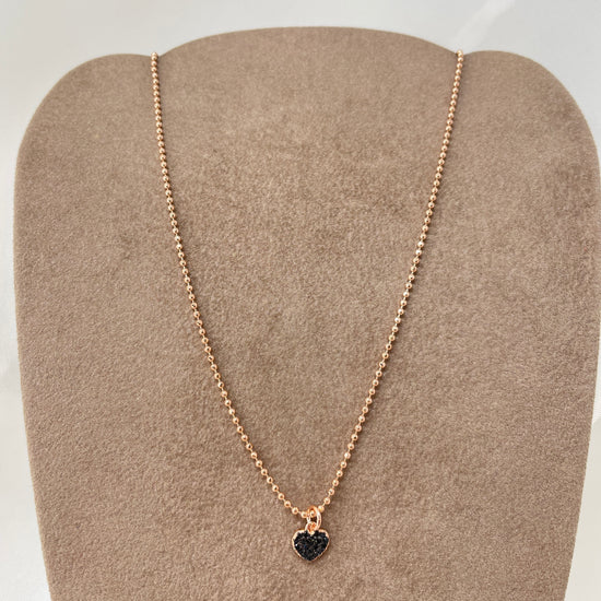 Collana catena militare 35 cm diamantata con un cuore da 0,8 di zirconi - Lumiere Bijoux