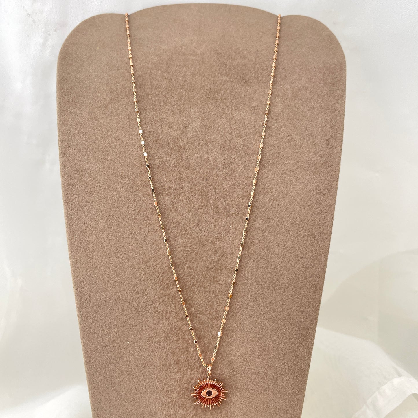 Collana catena rose cm 50 con occhio solare smaltato cioccolato o rosa - Lumiere Bijoux