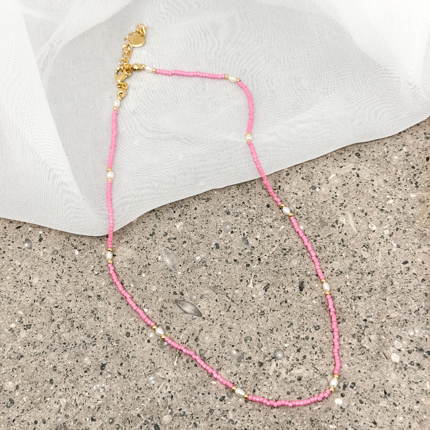 Collana miyuki micro rondelle colorate alternate a micro perla risino naturale cm 38 ottone - Lumiere Bijoux