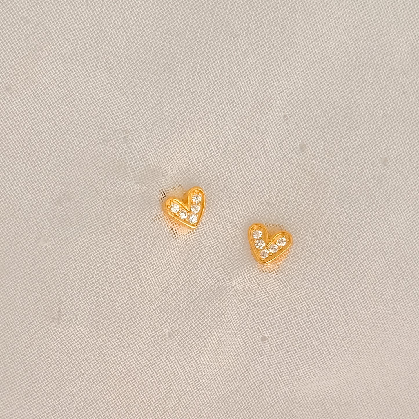 Coppia orecchini lobo cuore coccoloso zirconi bianchi da 0,5 mm - Lumiere Bijoux