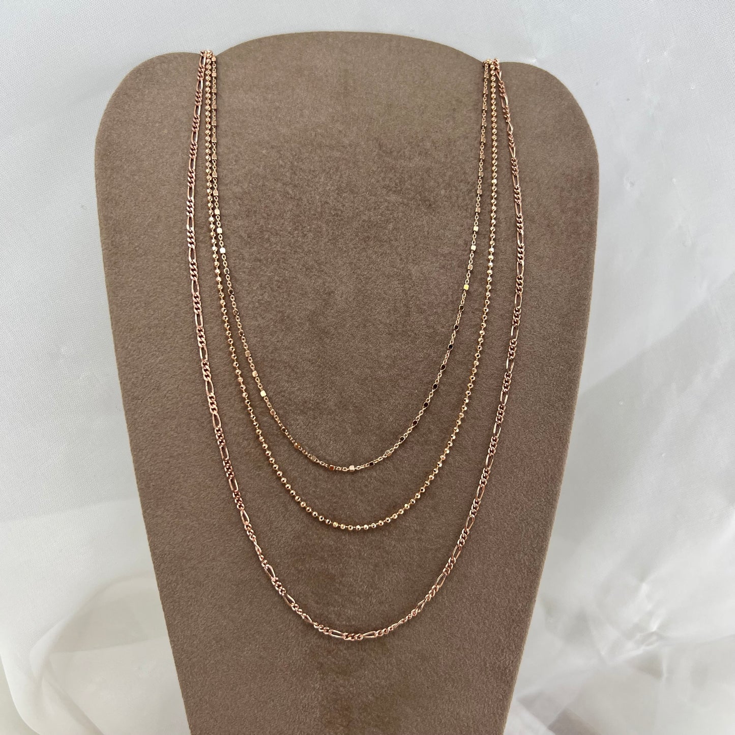 Collana 3 fili semplice filo incatenato, diamantato e dadini - Lumiere Bijoux