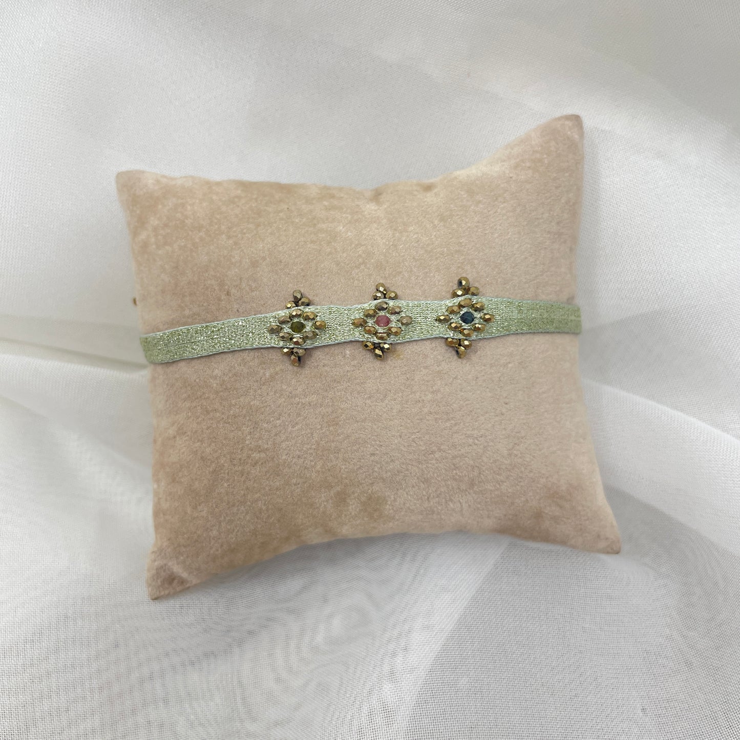 Bracciale Parigi EMMA esclusivo in lurex e pietre semi preziose - 0.7cm regolabile - Lumiere Bijoux