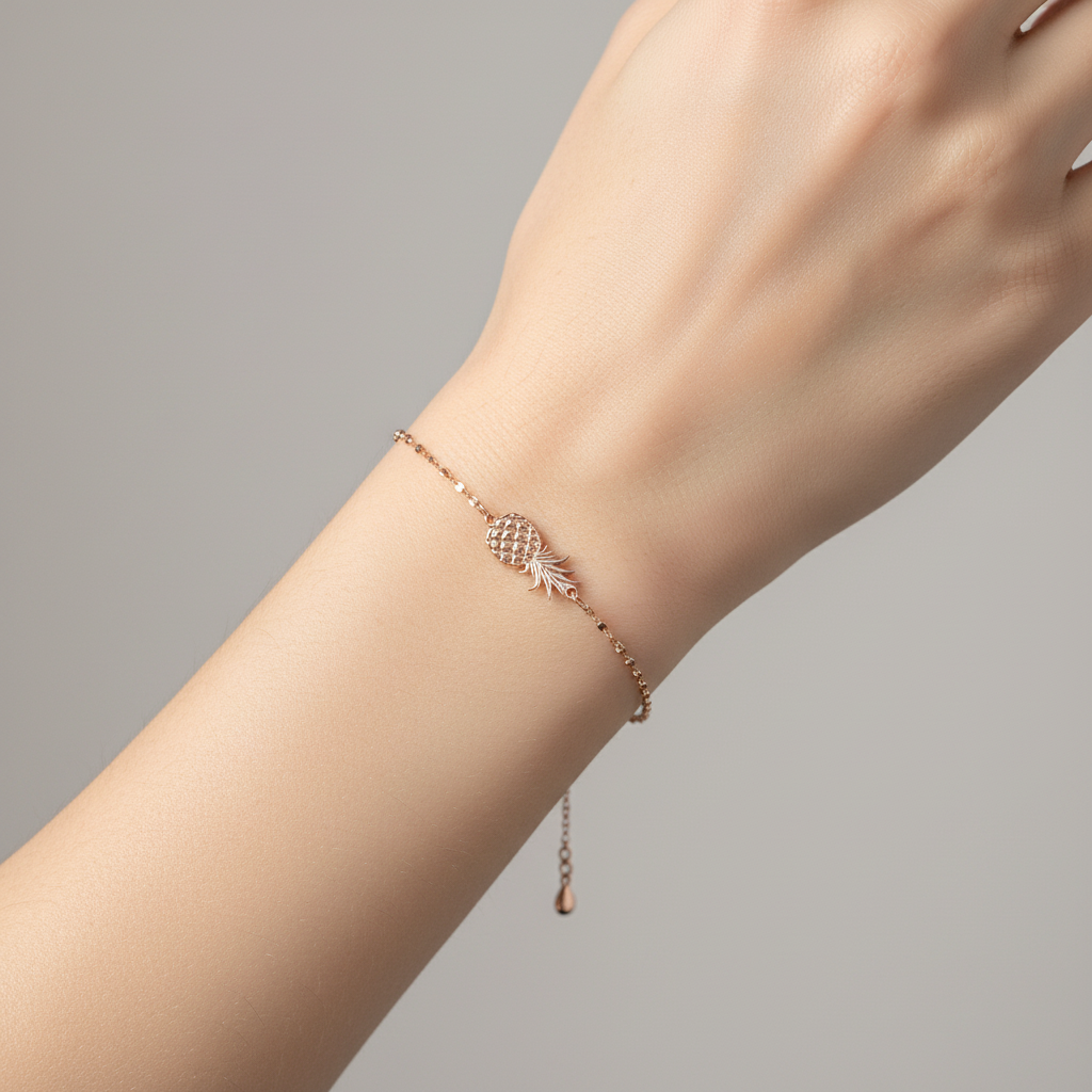 Bracciale catena dadini e ananas in linea cm 17 - pezzo unico - Lumiere Bijoux