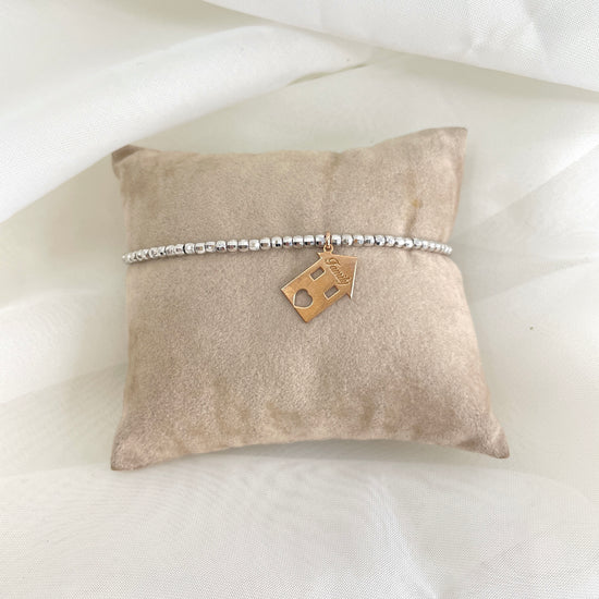 Bracciale a sfere diamantate con casetta rosè pendente - Lumiere Bijoux