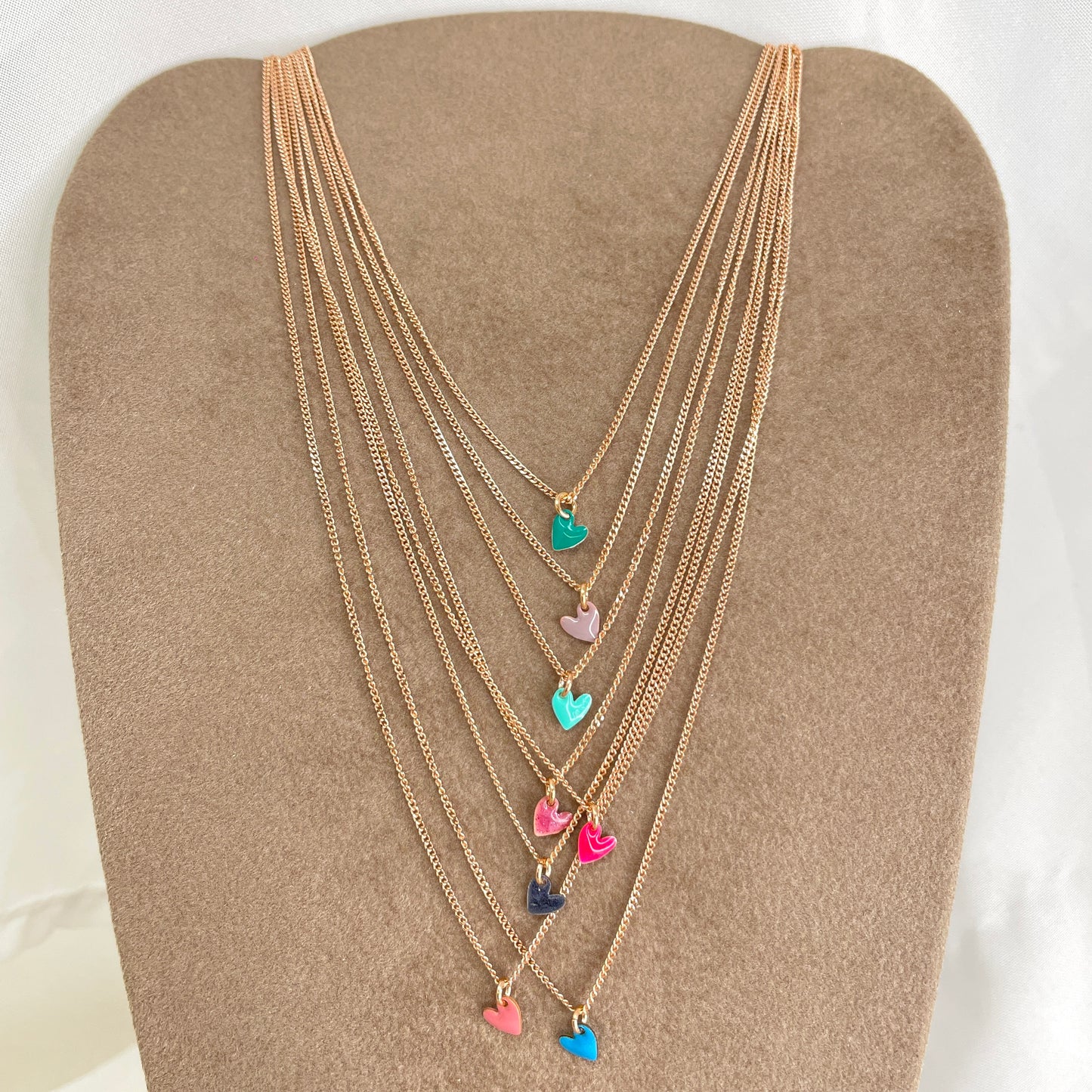 Collana choker grumette con micro cuore sweet da 0,5 mm smaltato 35 cm - Lumiere Bijoux