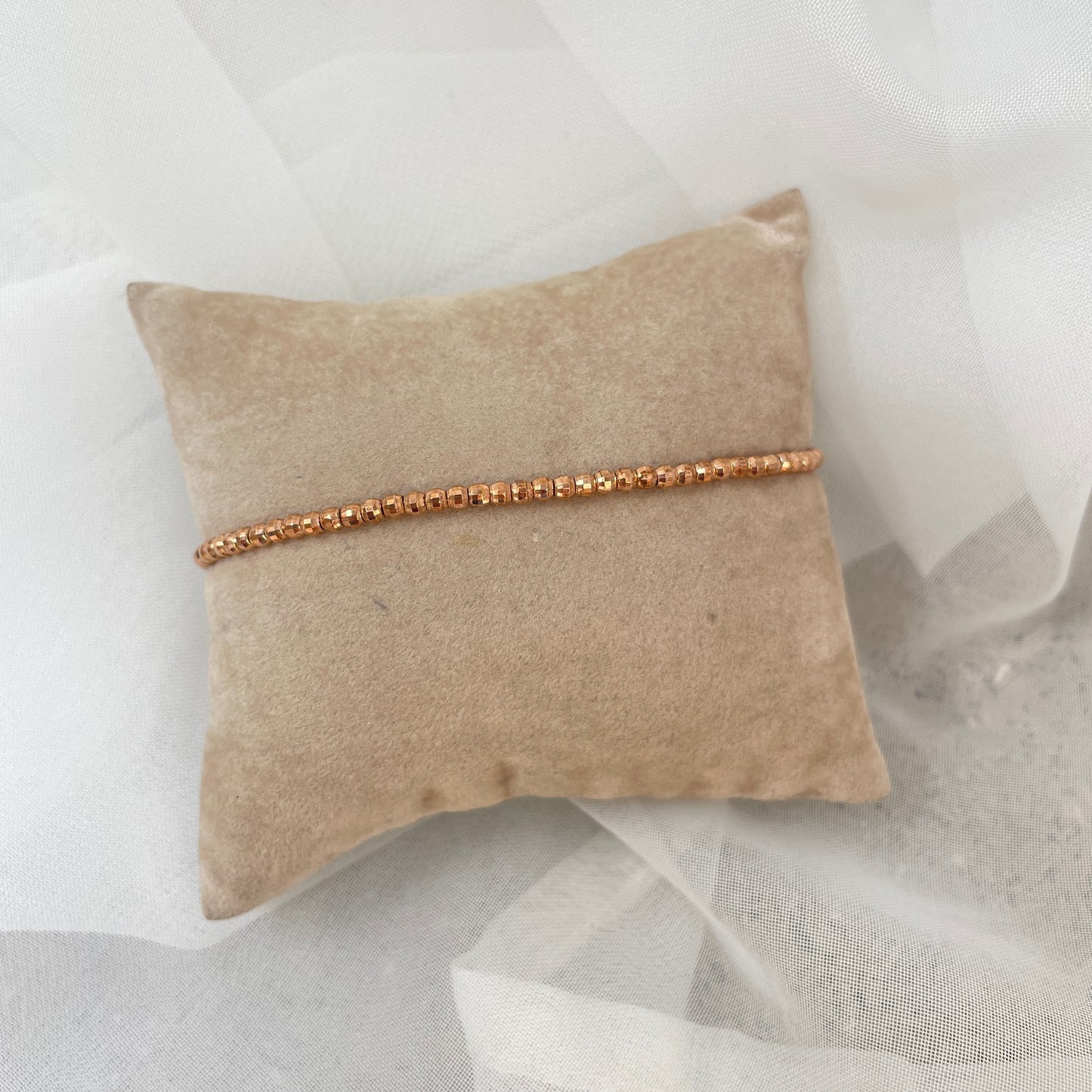 Bracciale sfere diamantate rosè cm 17 - Lumiere Bijoux