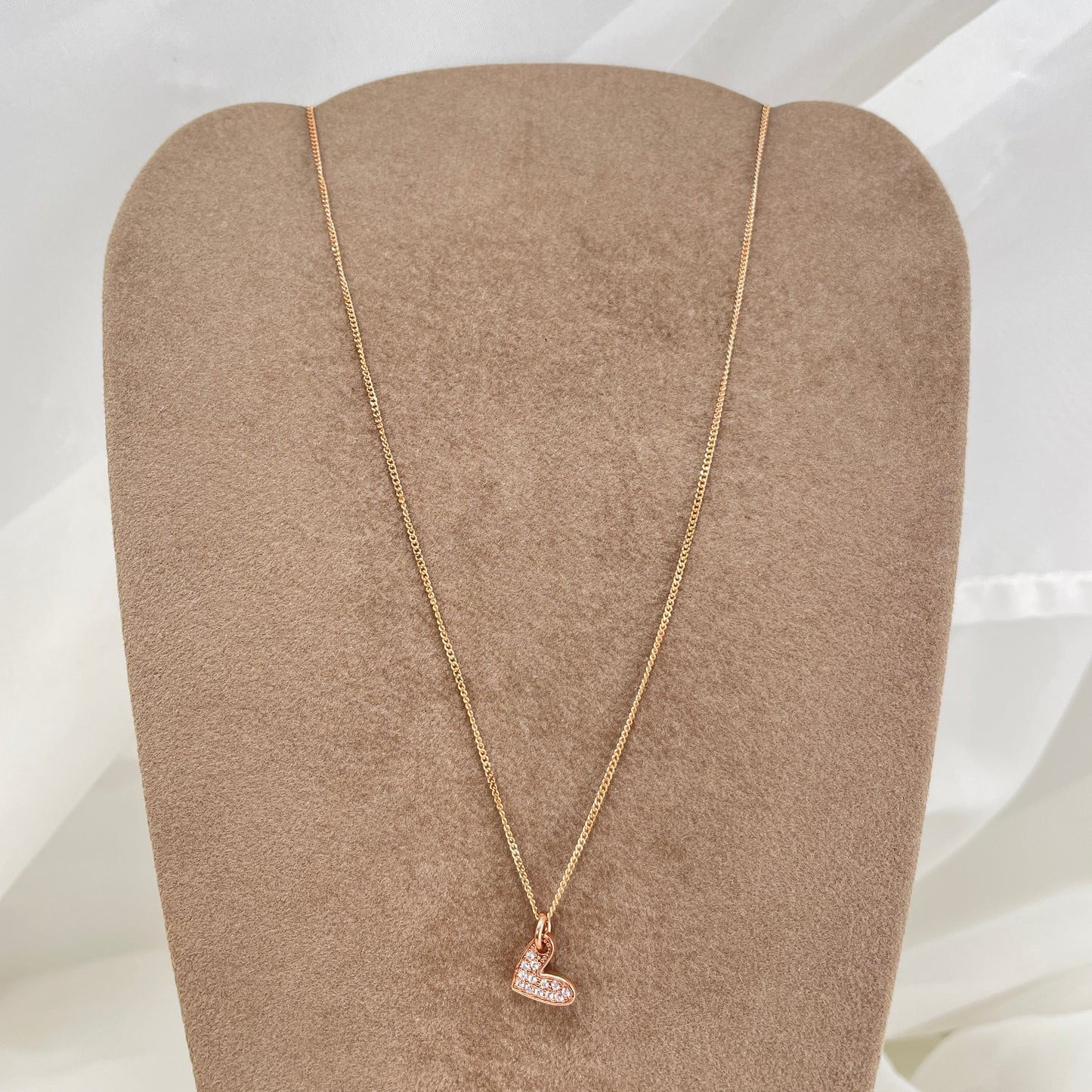 Collana cm 40 con cuore coccoloso dell'amore e zirconi da 1 cm - Lumiere Bijoux