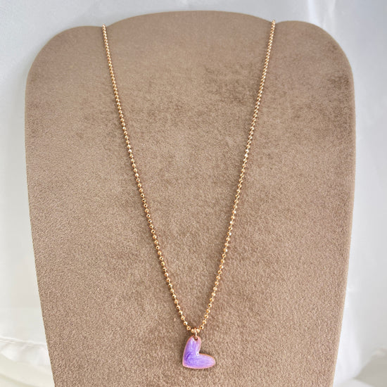 Collana militare diamantata 45 cm con cuore bacio smaltato - Lumiere Bijoux