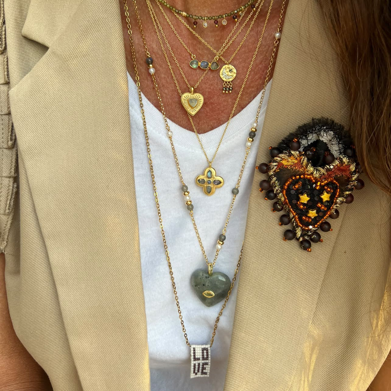 Collana Lucky cm 45 con trifoglio e labradorite - Lumiere Bijoux