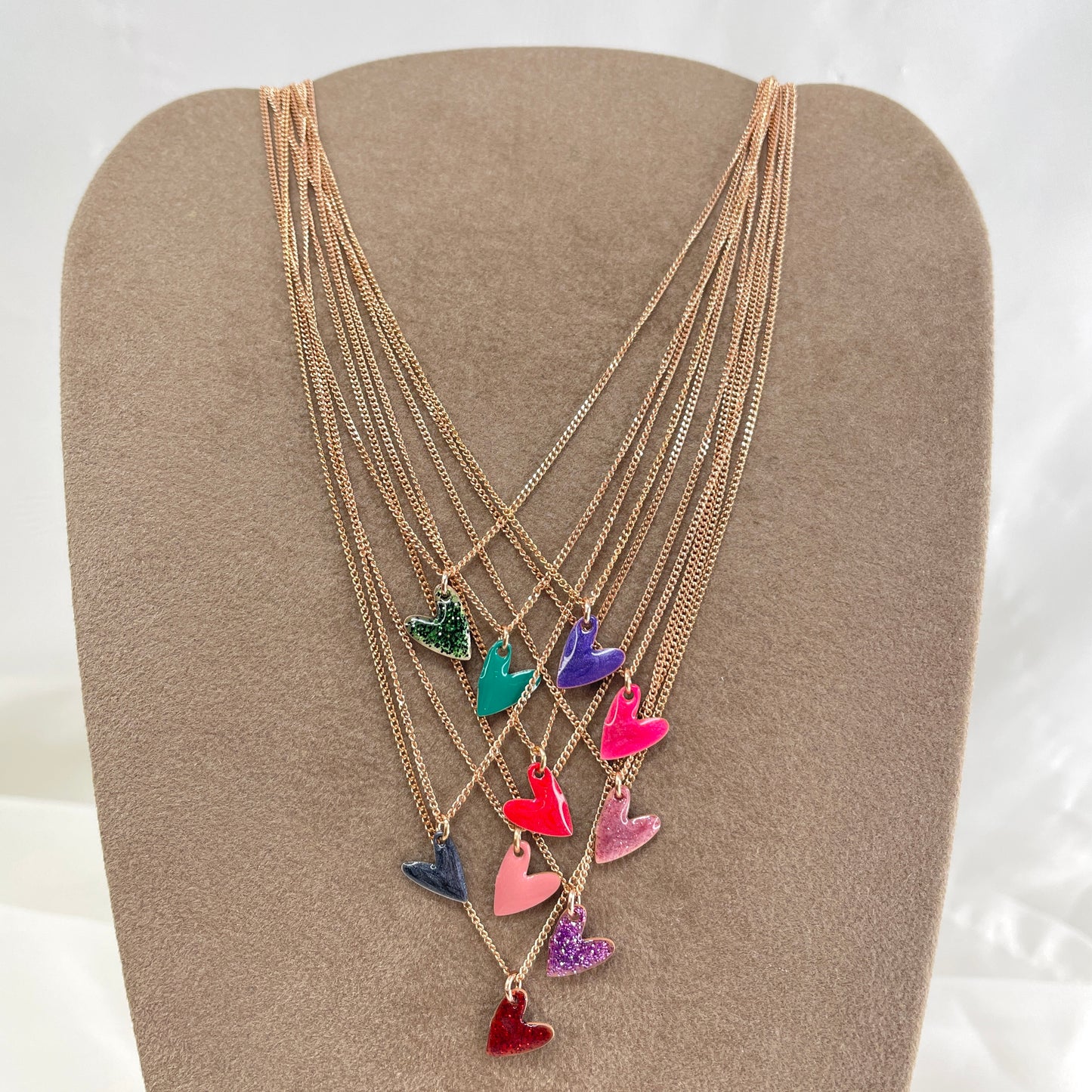 Collana choker grumette con cuore allungato da 0,8 mm smaltato cm 35 - Lumiere Bijoux