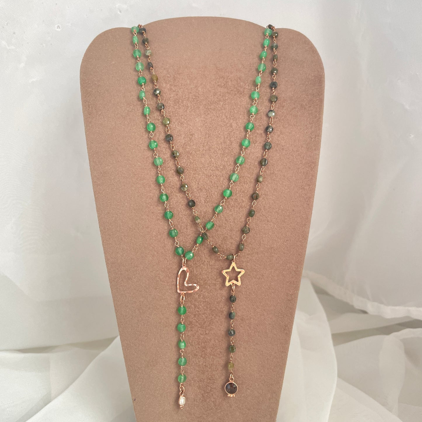 Collana Cristalli multicolore con soggetto in argento rosé e pietra Parigi 45cm - pezzi unici - Lumiere Bijoux
