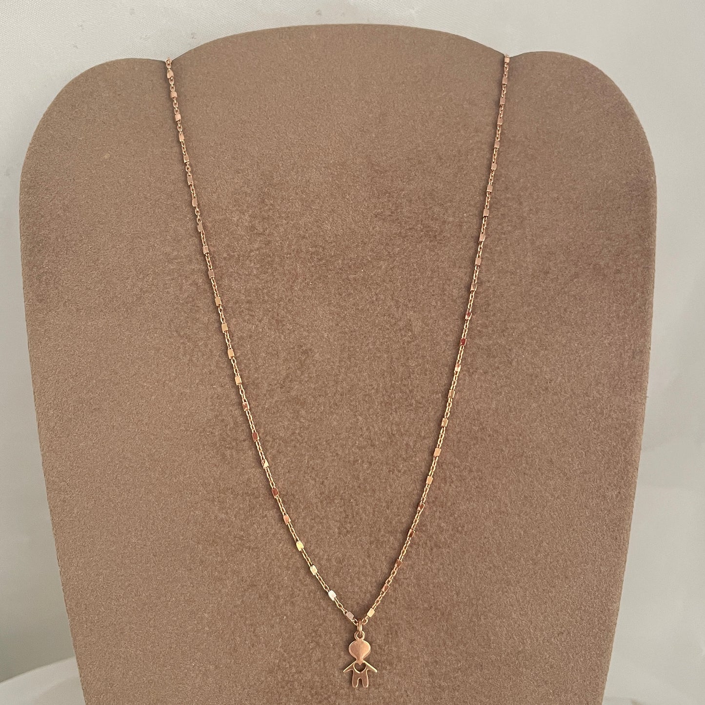 Collana catena dadini cm 35 con bimbo con cuoricino traforato da 1 cm - pezzo unico