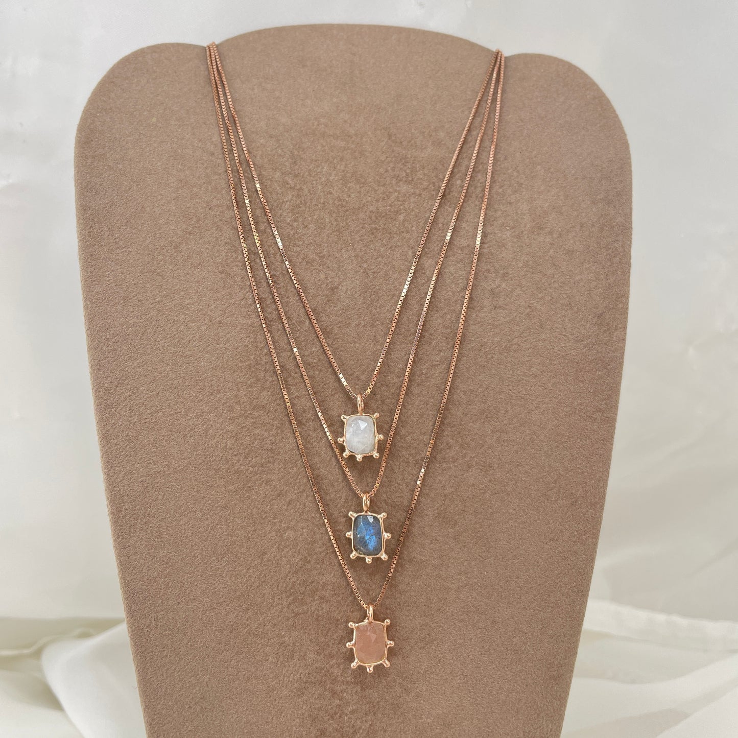 Collana catena veneziana cm 40 con pietra di Parigi rettangolare - Lumiere Bijoux