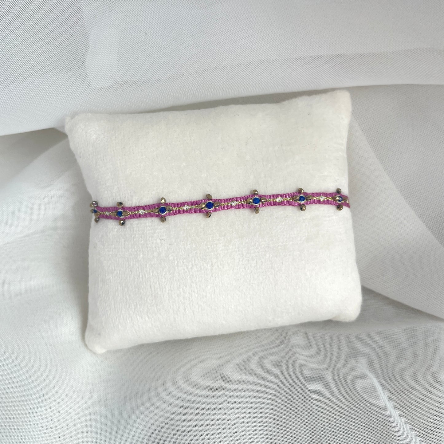 Bracciale Parigi esclusivo in lurex e pietre semi preziose - 0.7cm regolabile - Lumiere Bijoux