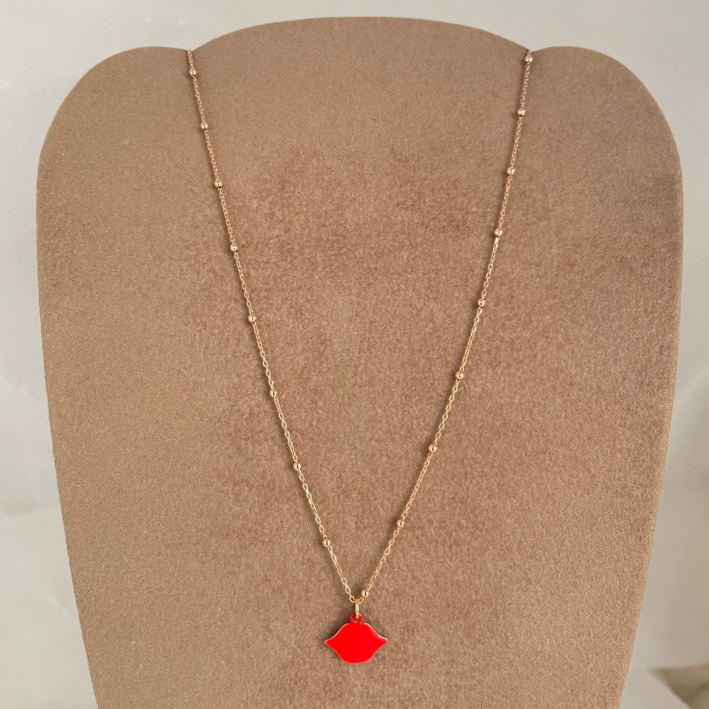 Collana catena micro rosario cm 35 smack e cialdina con cuore - pezzi unici - Lumiere Bijoux
