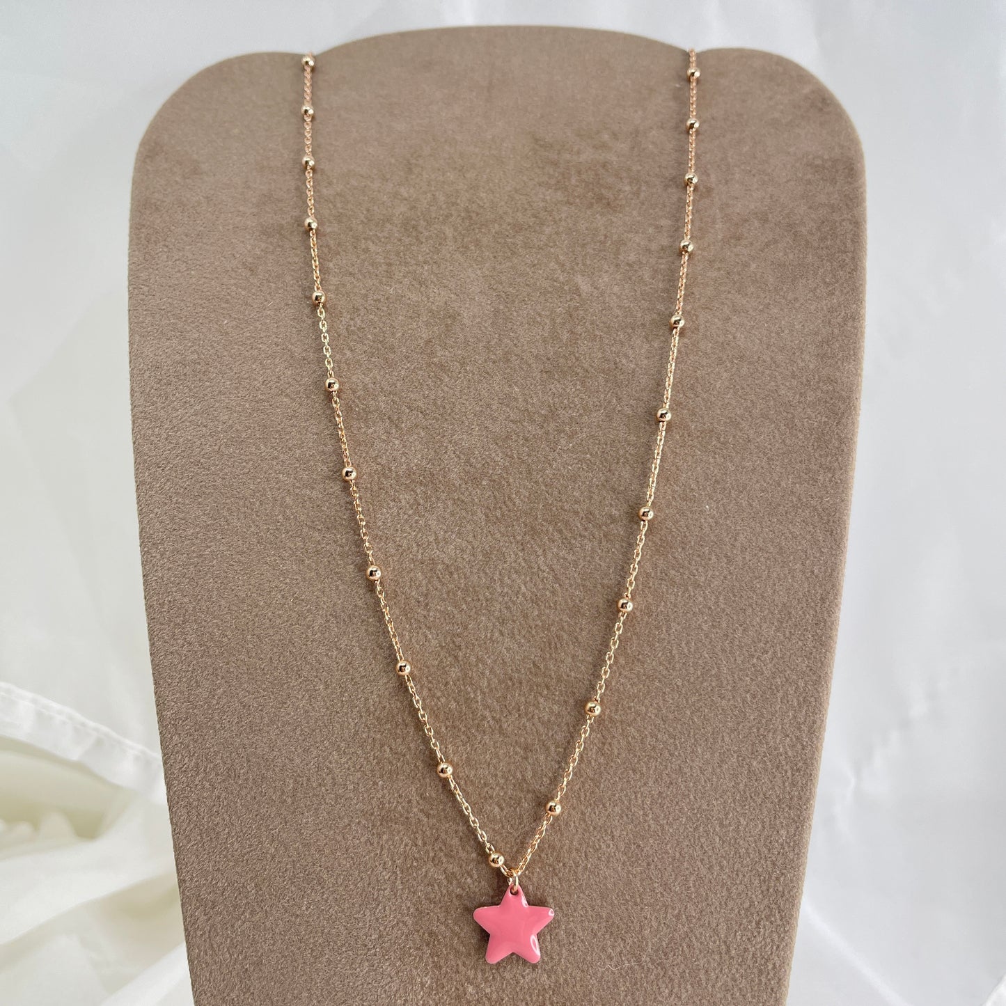 Collana catena rosario con stella da 1.2 mm smaltata cm 50 - Lumiere Bijoux