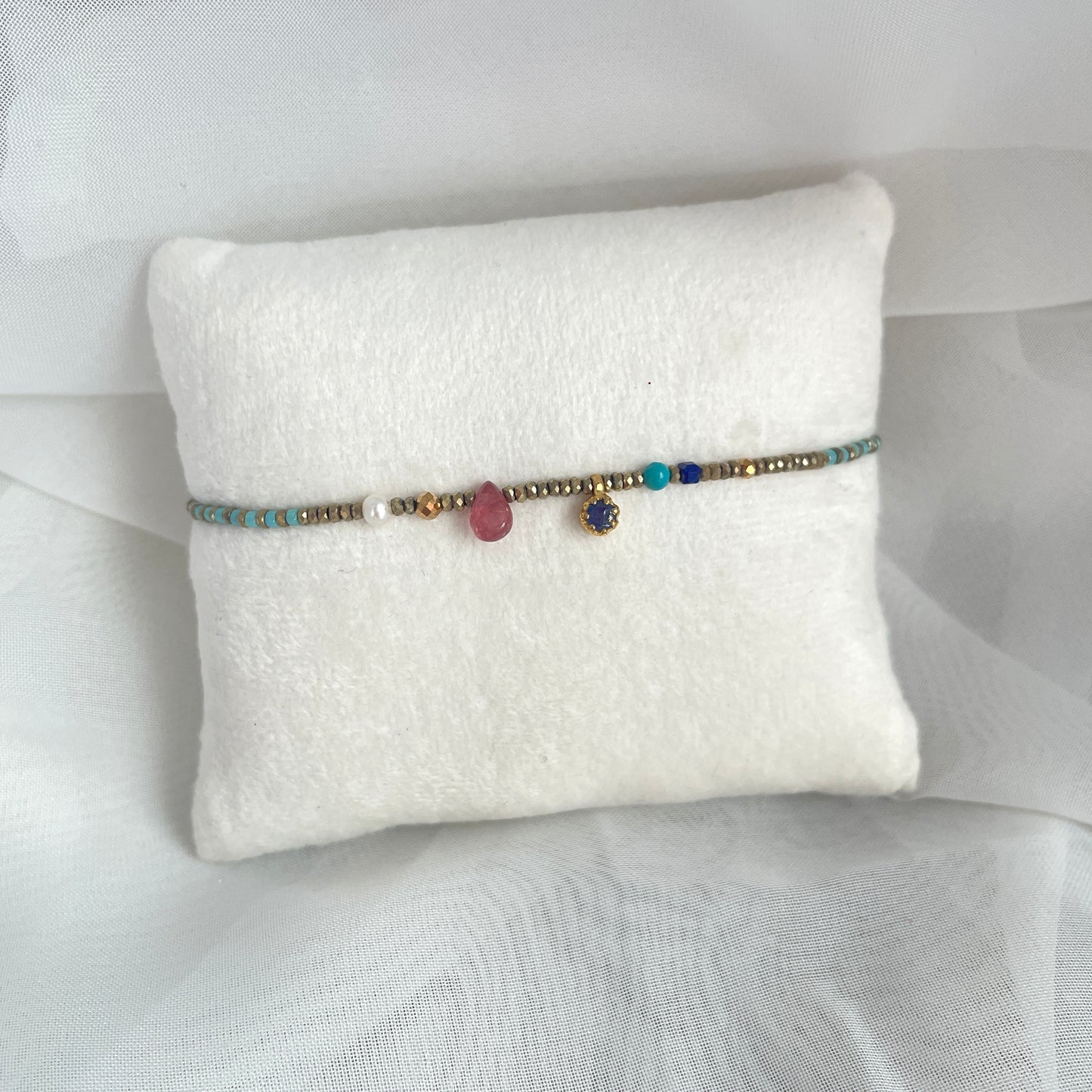 Bracciale Parigi esclusivo in lurex e pietre semi preziose - 0.7cm regolabile - Lumiere Bijoux