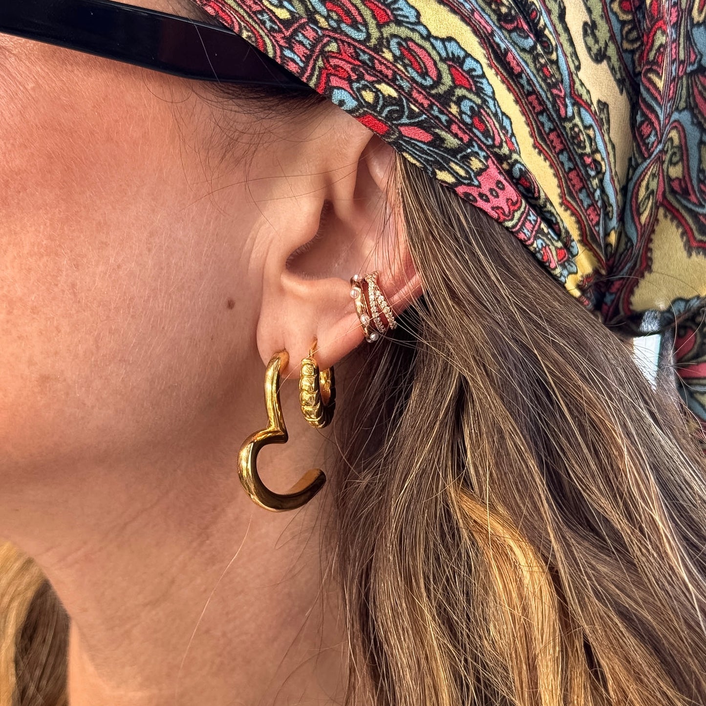 Coppia orecchini bombati torchion in argento oro giallo - Lumiere Bijoux