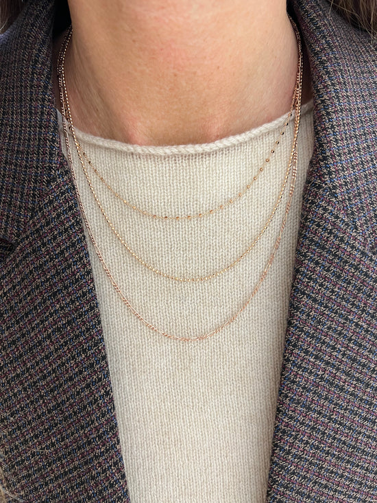 Collana 3 fili semplice filo incatenato, diamantato e dadini - Lumiere Bijoux