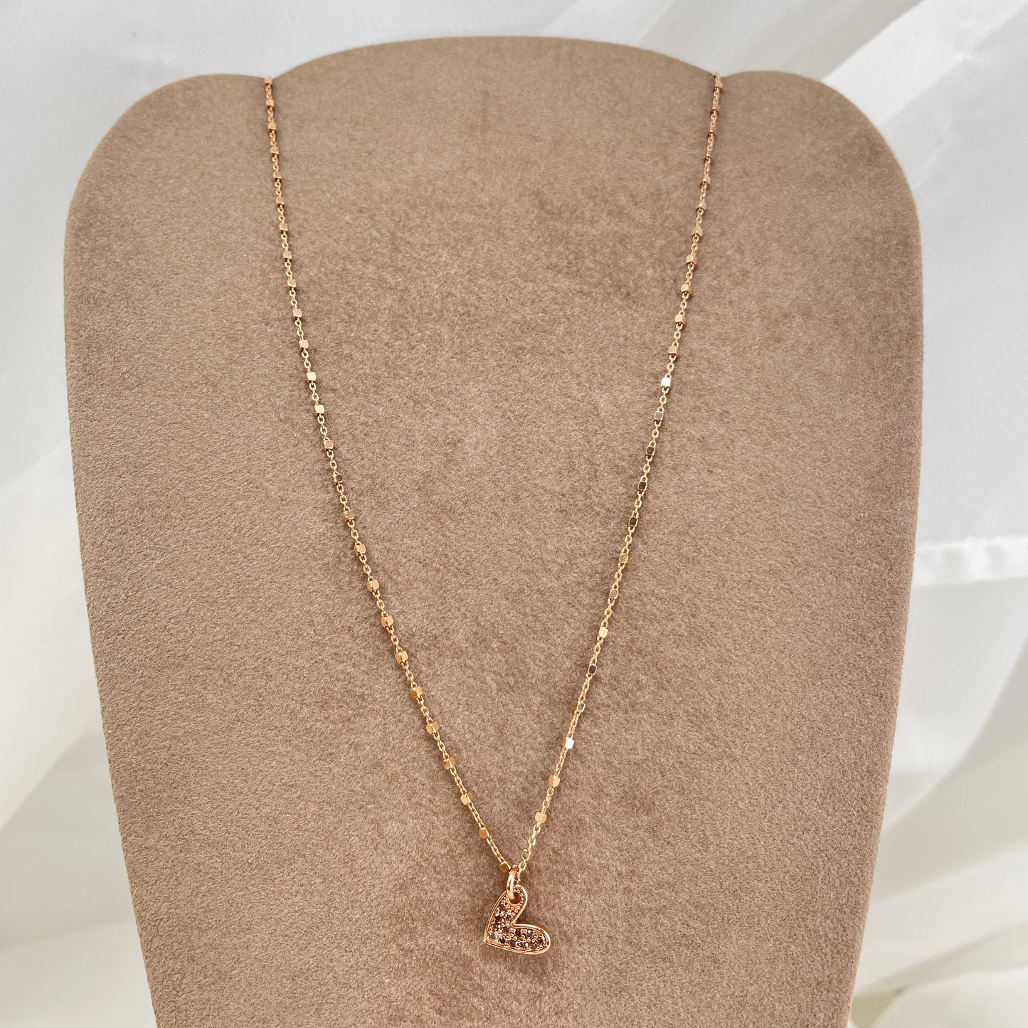 Collana cm 40 con cuore coccoloso dell'amore e zirconi da 1 cm - Lumiere Bijoux