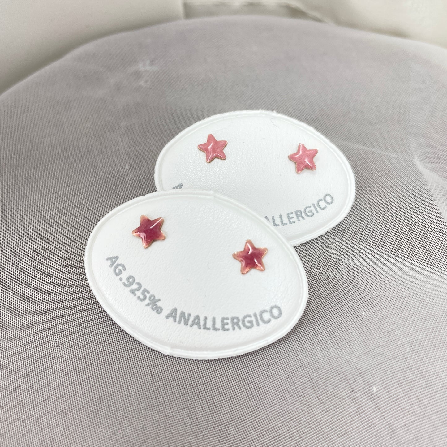 Coppia orecchini a lobo stella micro da 0,5 mm smaltati - chiusura a farfallina - Lumiere Bijoux