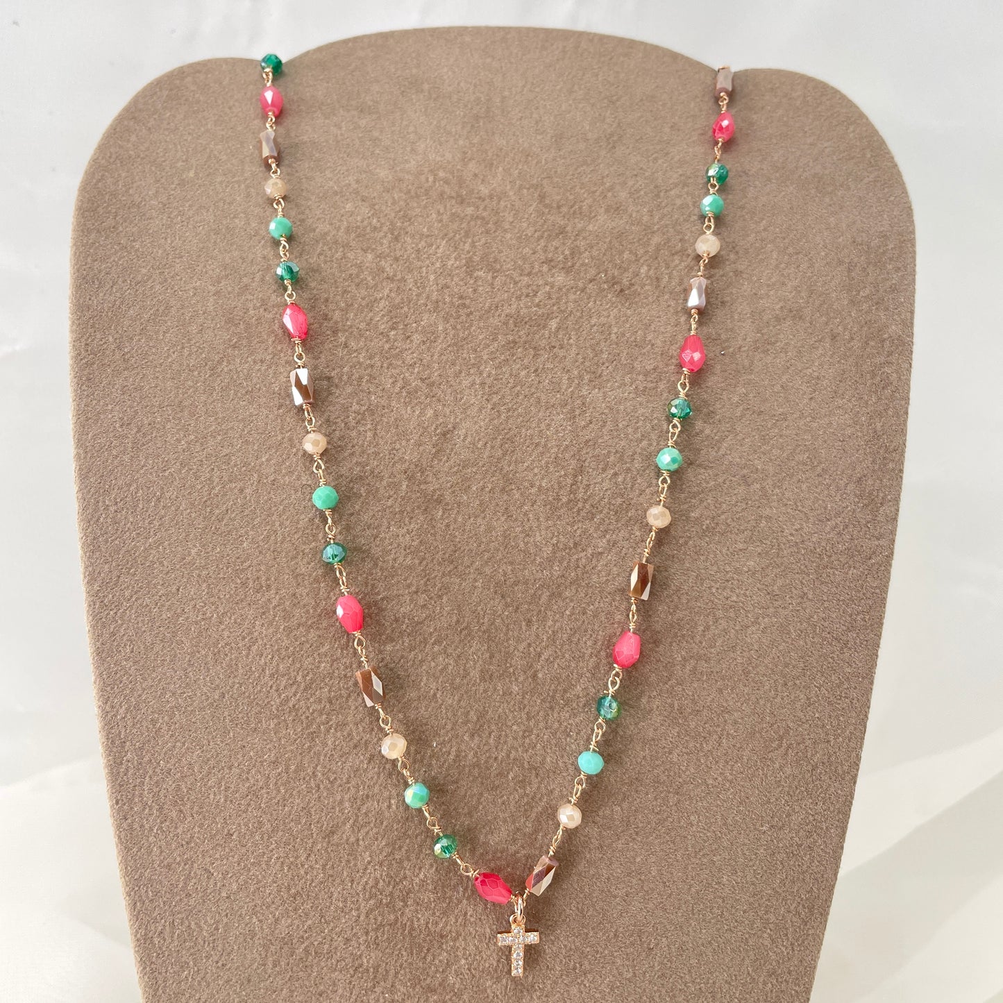 Collana cristalli con pendente di zirconi bianchi cm 40 - pezzi unici - Lumiere Bijoux