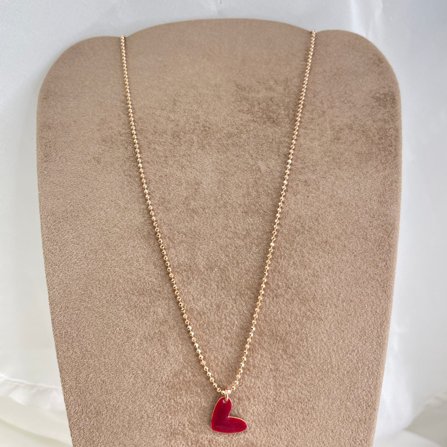 Collana militare diamantata 45 cm con cuore bacio smaltato - Lumiere Bijoux