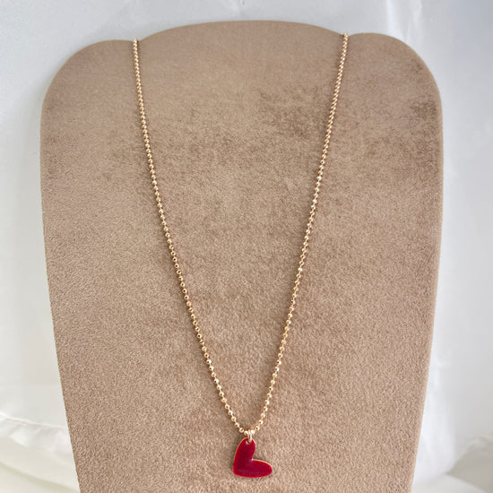 Collana militare diamantata 45 cm con cuore bacio smaltato - Lumiere Bijoux