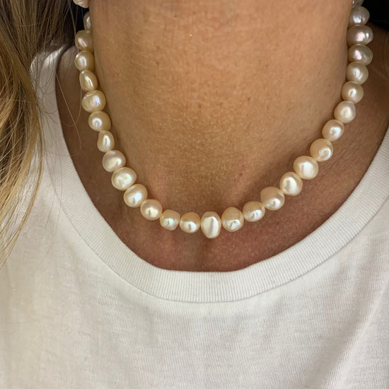 Collana perle sassolino rosa da 0,6 mm cm 35 più 5 di allungamento rosè