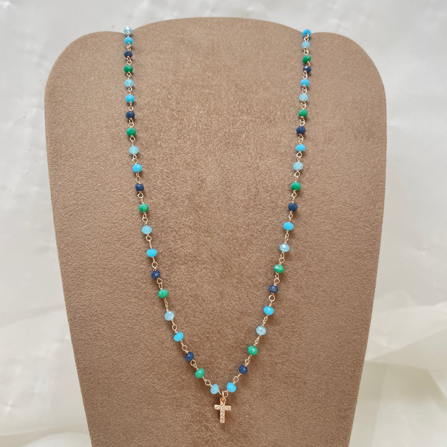 Collana cristalli con pendente di zirconi bianchi cm 40 - pezzi unici - Lumiere Bijoux