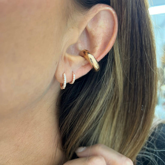 Orecchino singolo micro cerchietto zirconi bianchi 0.6 cm - Lumiere Bijoux