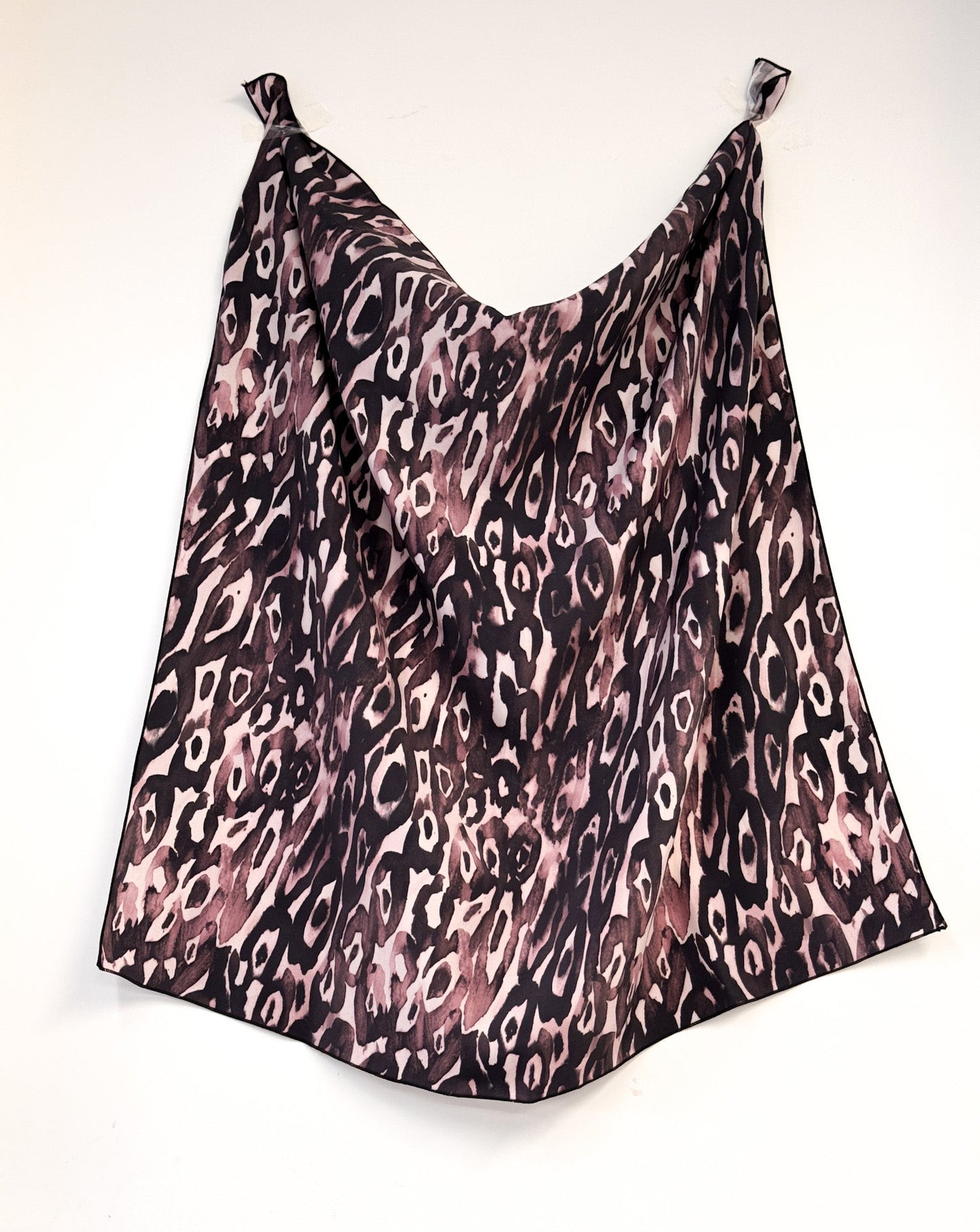 Foulard 100% seta - Leopardato rosa e nero - Lumiere Bijoux