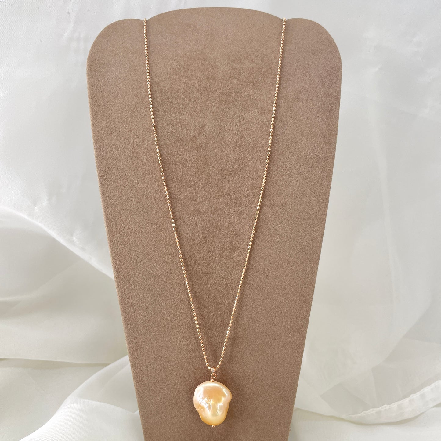 Collana catena cm 50 militare diamantata con perla barocca - Lumiere Bijoux