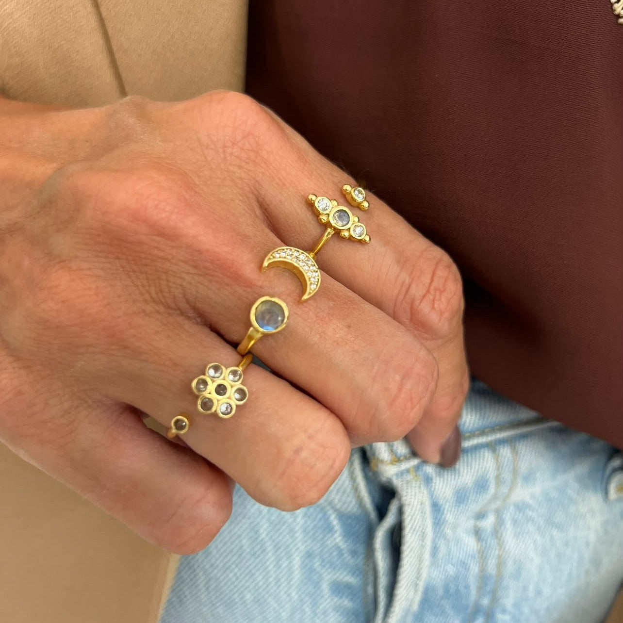 Anello Rita regolabile cristalli - Lumiere Bijoux