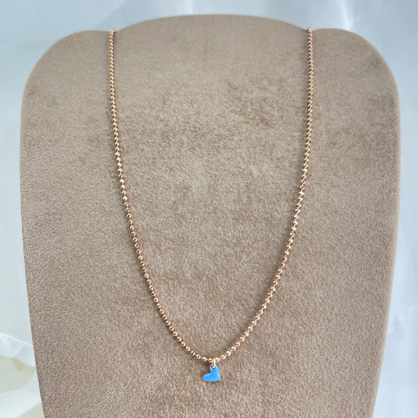 Collana choker militare diamantata micro cuore bacio da 0,5 mm smaltato cm 35 - Lumiere Bijoux