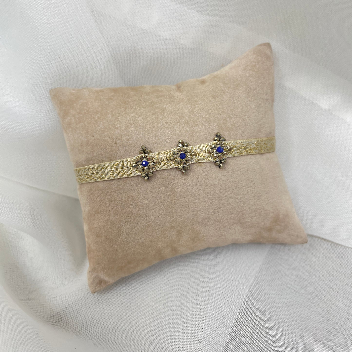 Bracciale Parigi EMMA esclusivo in lurex e pietre semi preziose - 0.7cm regolabile - Lumiere Bijoux