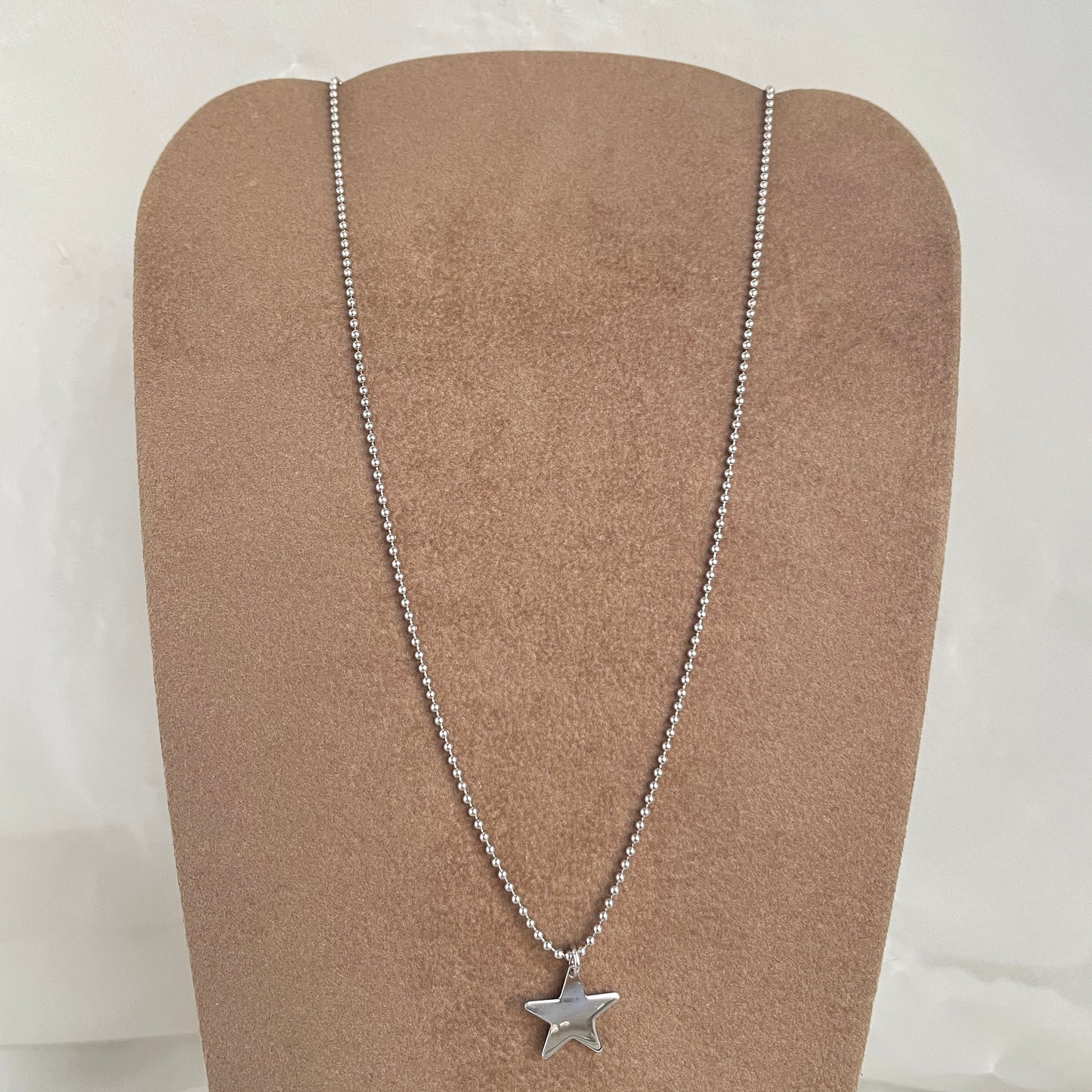 Collana catena militare cm 40 con stella da 1.2 cm in argento bianco