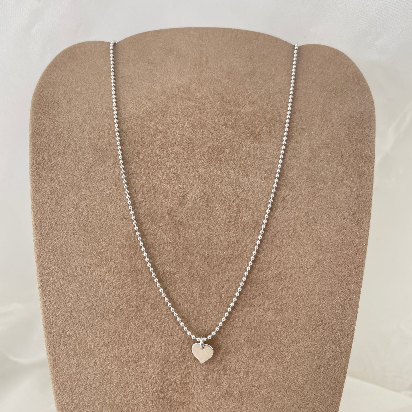 Collana catena militare cm 35 con cuore da 0,8 mm in argento bianco - pezzo unico - Lumiere Bijoux