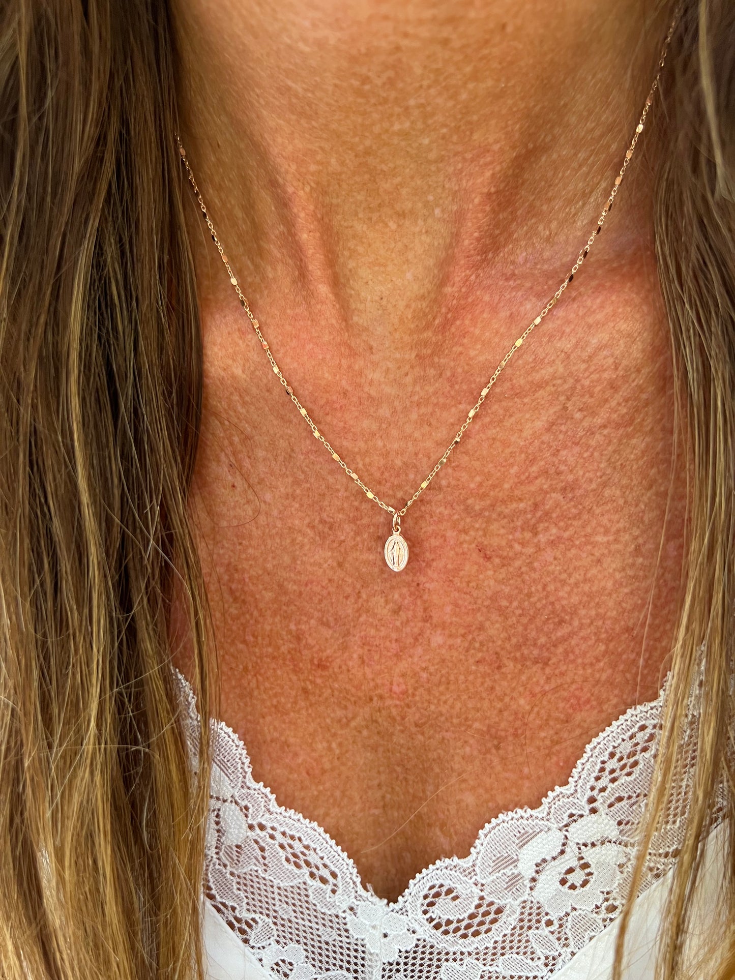 Collana catena dadini con madonnina - cm 45