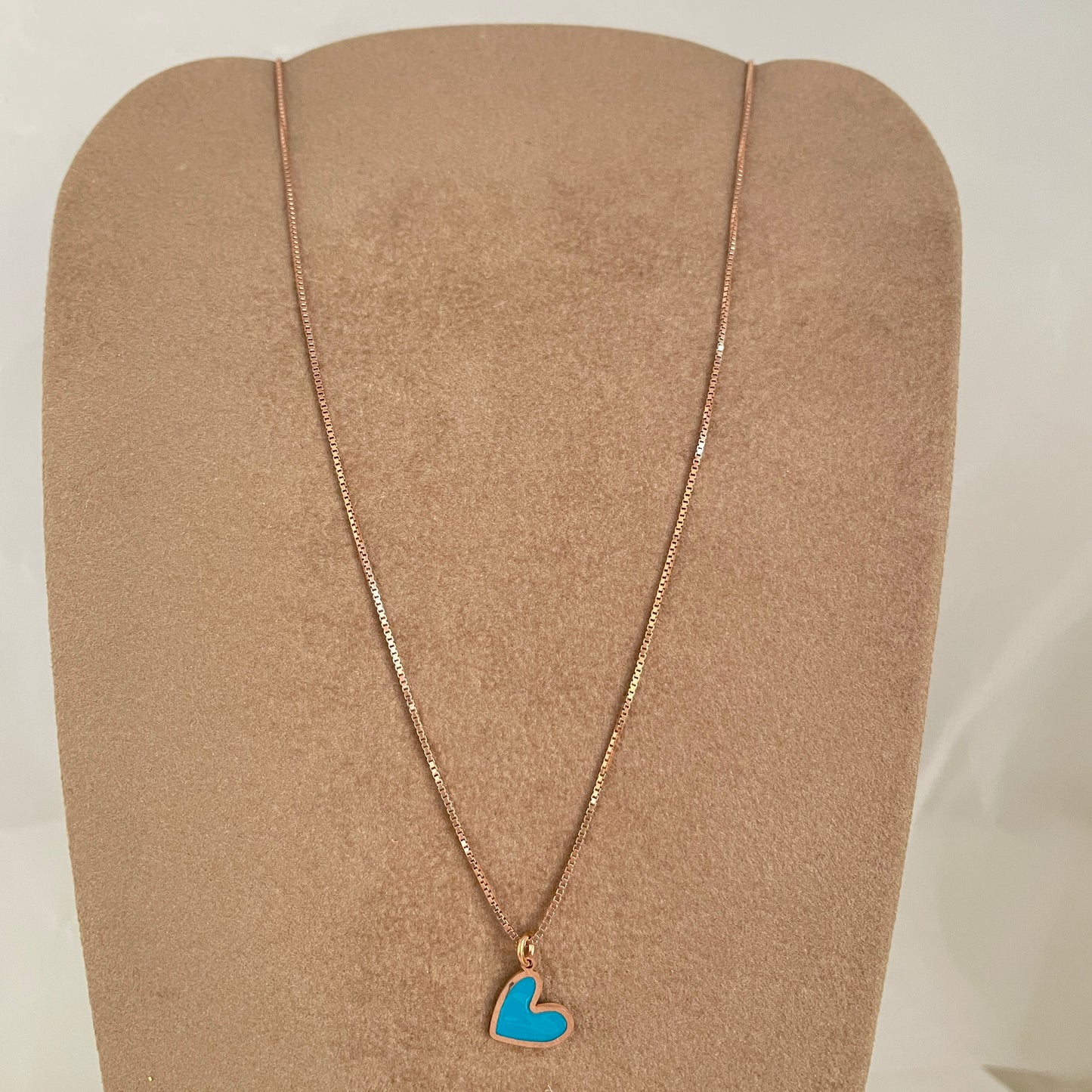 Collana catena veneziana cm 40 con cuore satinato da 1 cm smaltato con contorno - Lumiere Bijoux