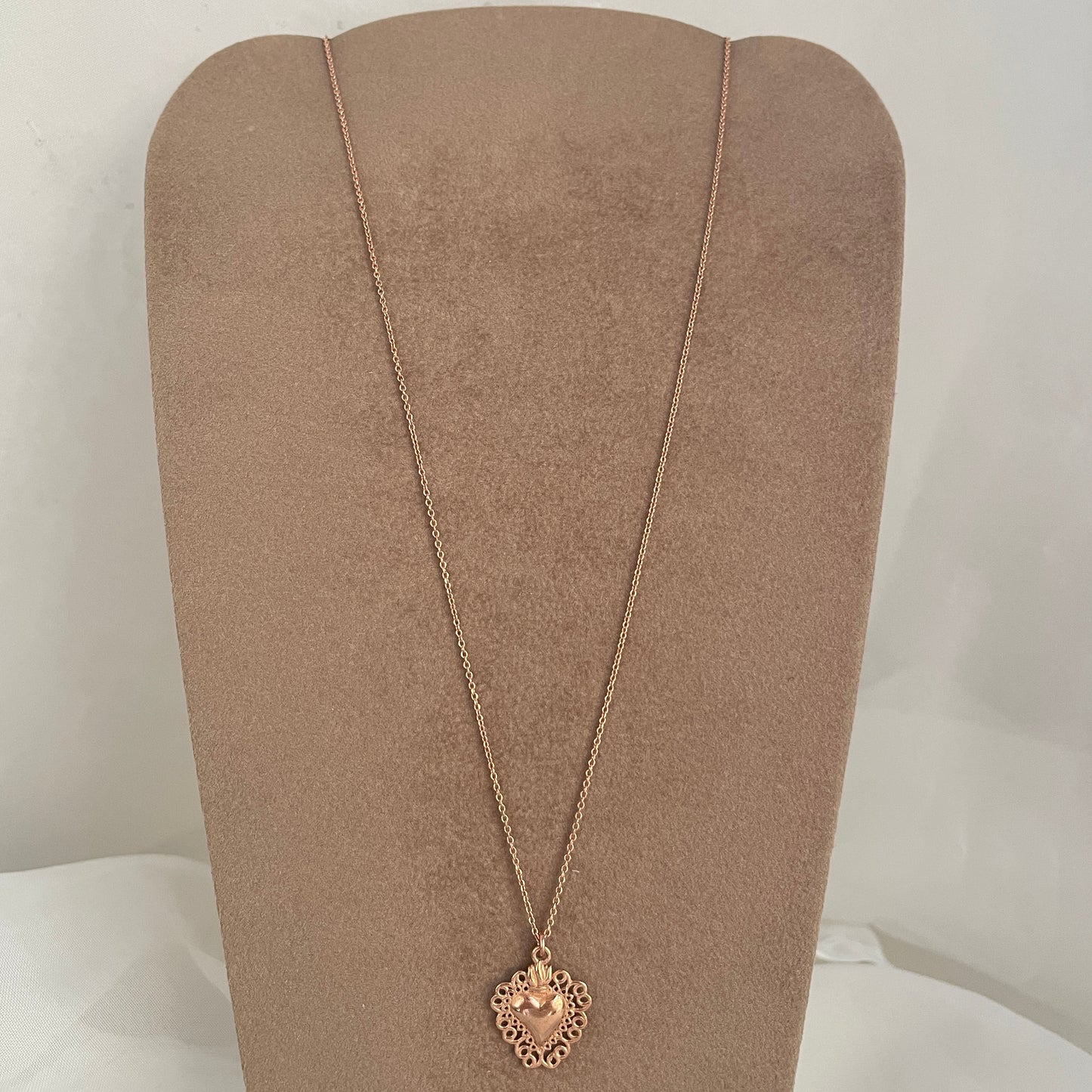 Collana catena forzatina cm 45 con cuore sacro da 2 cm - pezzo unico