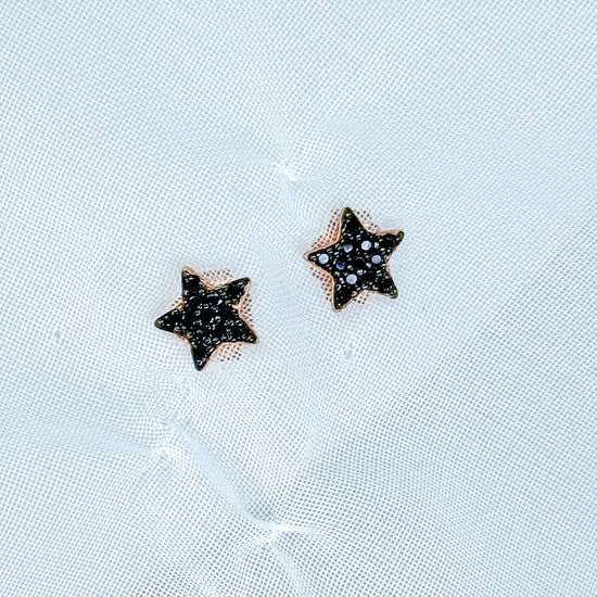 Coppia orecchini stella zirconi neri - Lumiere Bijoux