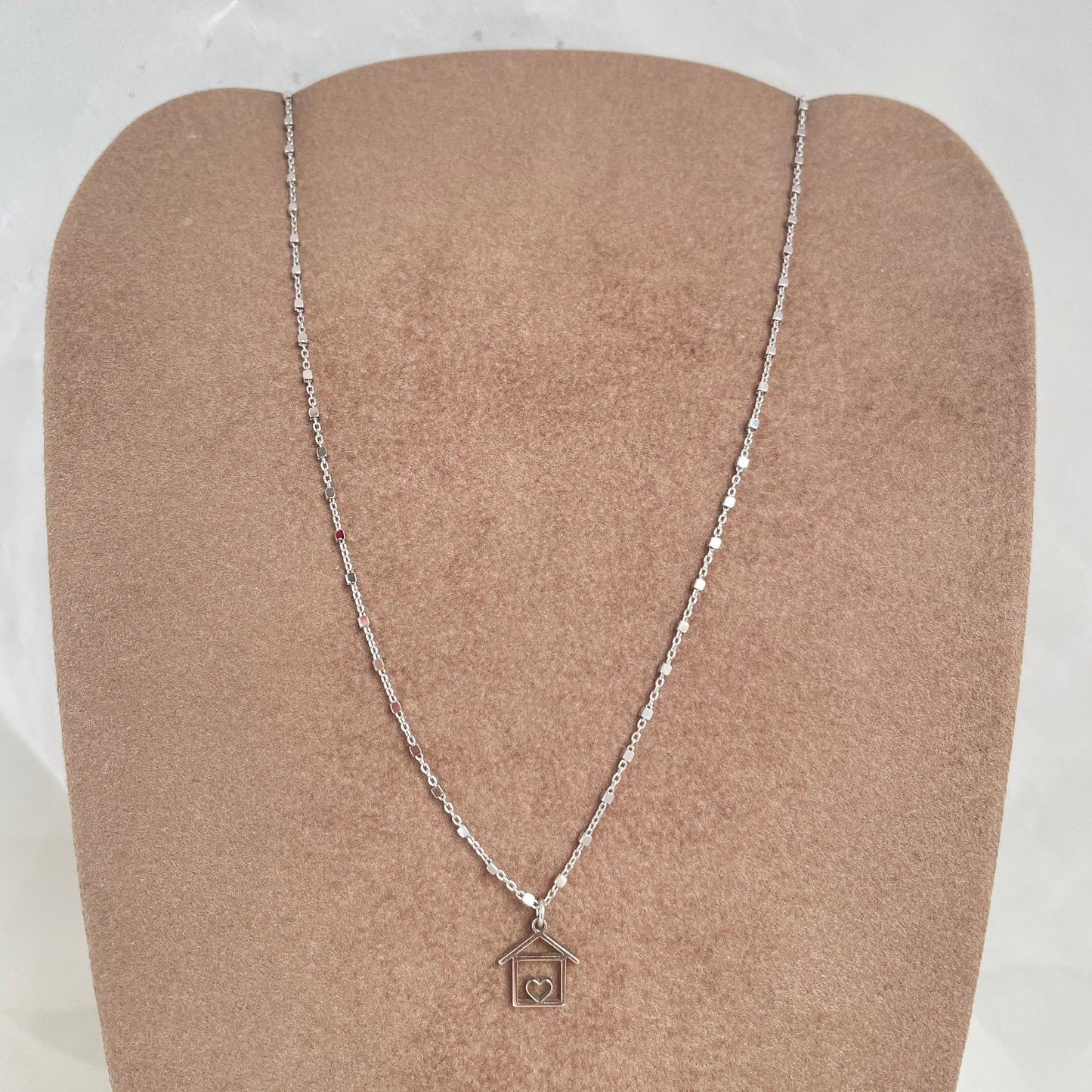 Collana choker catena dadini diamantata rosé cm35 con casetta stilizzata da circa 1 cm pendente - Lumiere Bijoux